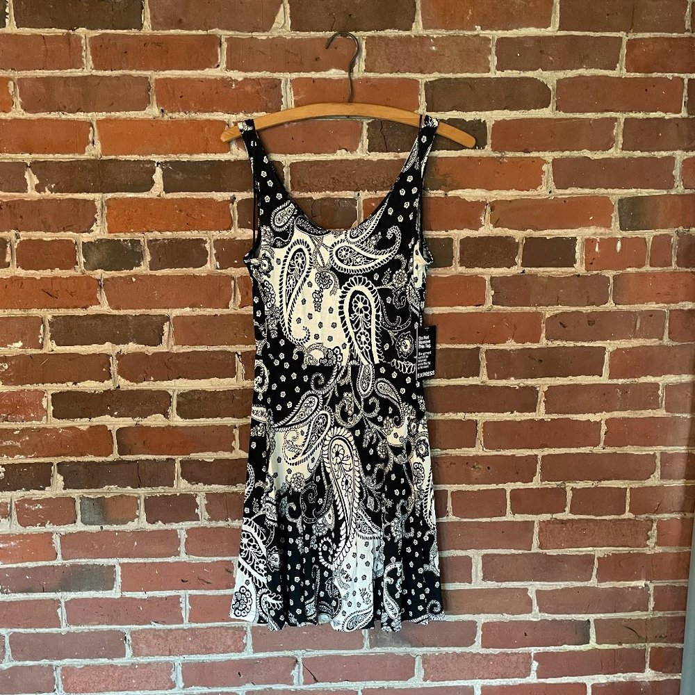 Express Printed Jersey Soft Skater Dress in Paisley, NWT, size Small